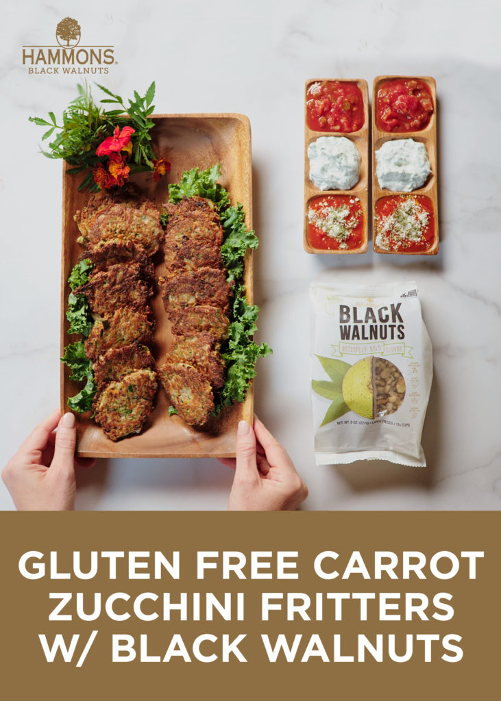 Zucchini and Carrot Latkes with Lemon Herb Dip - Hammons Black Walnuts